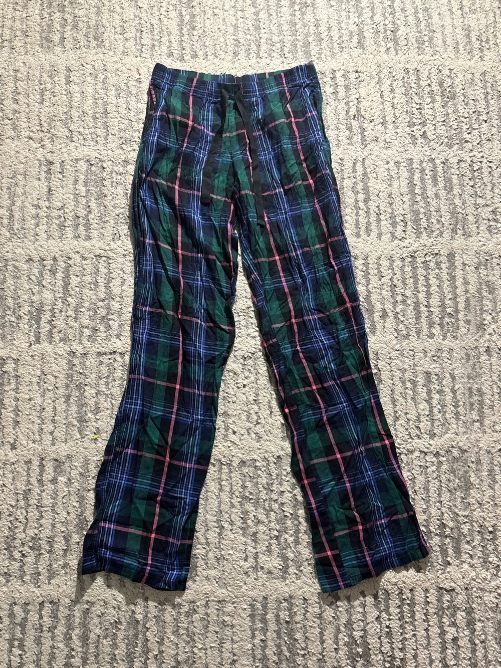 Victoria’s Secret green blue plaid tie waist pajama pants bottoms size XS